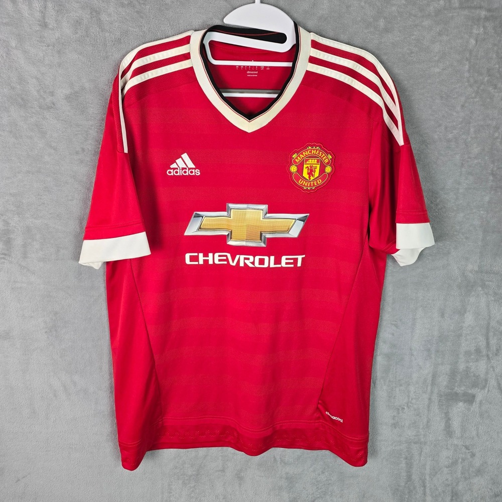 Adidas Manchester United 2015-16 Home Jersey Mens Large Red Chevrolet Climacool
